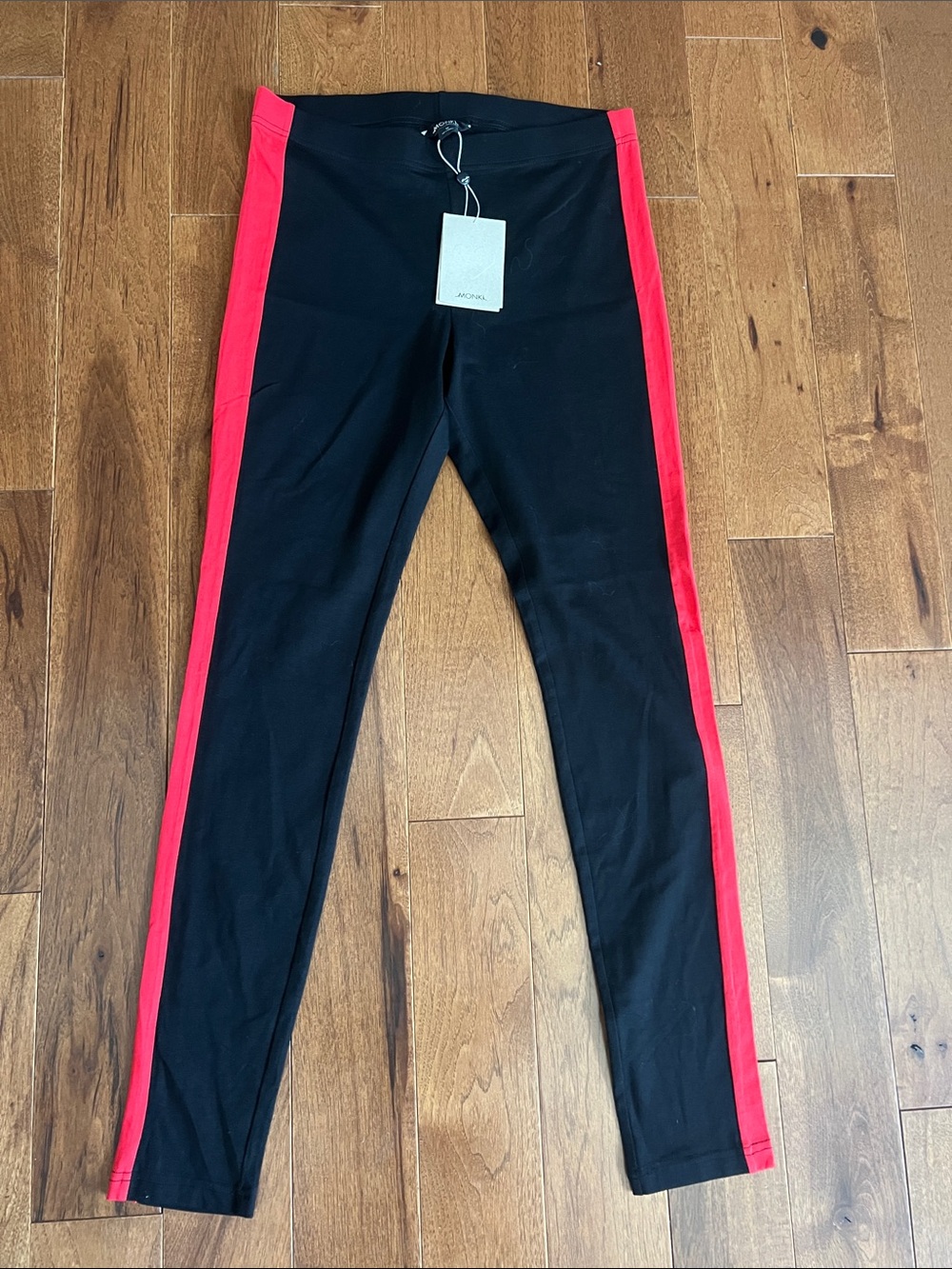 Women’s Black Leggings with Red Side Panel